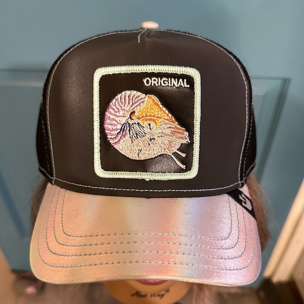 Goorin Bros Black Trucker Hat Original with Nautilus Patch
